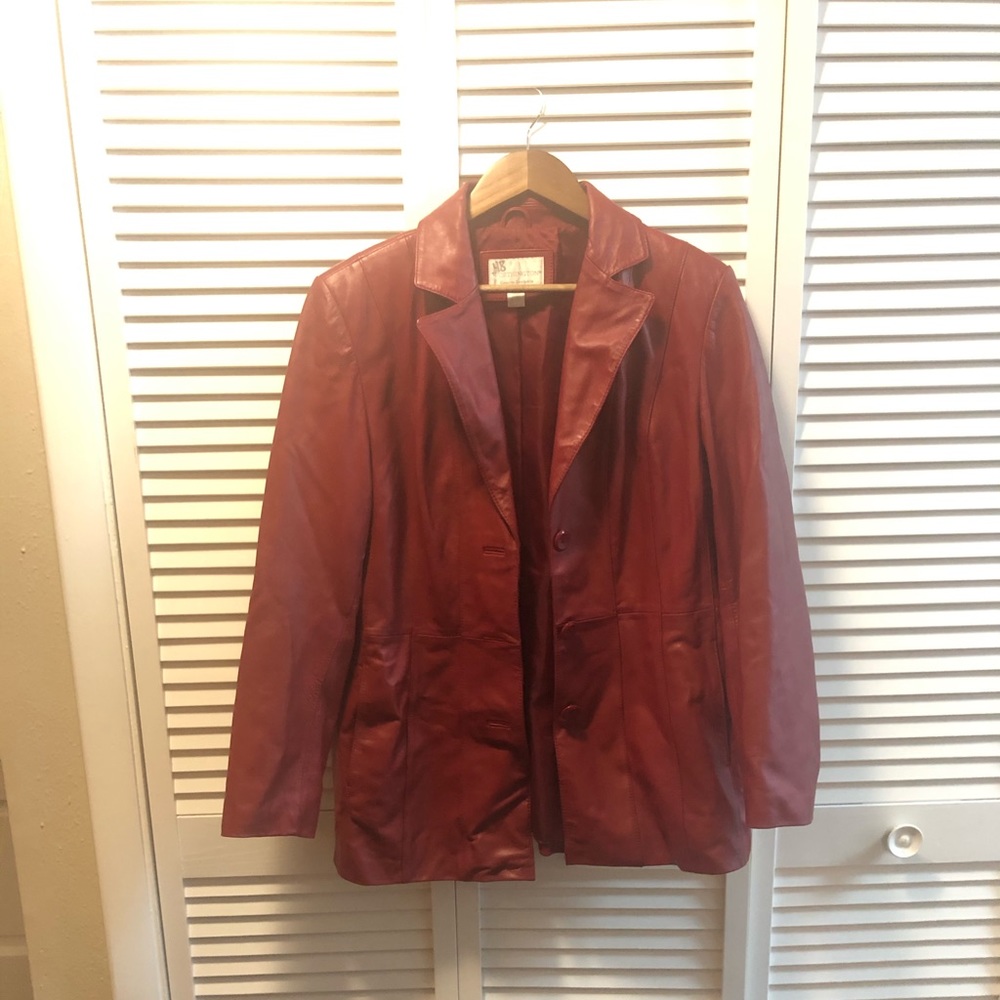 Red Lambskin Worthington Coat